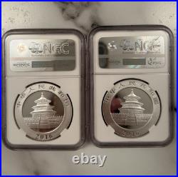 2016 Silver China S10Y PANDA ER NGC MS70 2-Coin Set Shanghai & Shenzhen Mints
