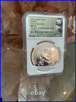 2016 Silver China S10Y PANDA ER NGC MS70 2-Coin Set Shanghai & Shenzhen Mints