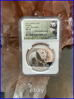 2016 Silver China S10Y PANDA ER NGC MS70 2-Coin Set Shanghai & Shenzhen Mints