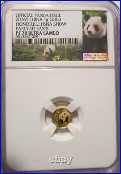 2016 Y China Panda Gold / Silver Hawaii Hsna 3-Coin Set NGC PF 70 Early Releases