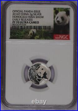 2016-Y Panda Proof 3-Coin Set Honolulu HSNA Show NGC PF70 UC. Free ship