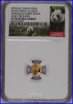 2016-Y Panda Proof 3-Coin Set Honolulu HSNA Show NGC PF70 UC. Free ship