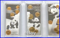 2017 35th anni of panda gold coin 50g. 999 silver bar 7-pc set