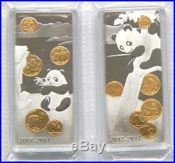 2017 35th anni of panda gold coin 50g. 999 silver bar 7-pc set
