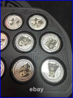 2017 China 1x30g Silver Coin + 34x3g Panda Medals Set 35th Issue Panda