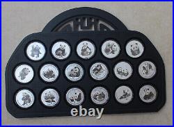 2017 China 1x30g Silver Coin + 34x3g Panda Medals Set 35th Issue Panda