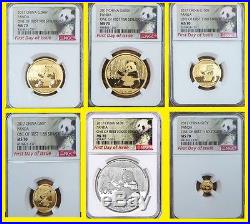 2017 China 3 Oz Gold&silver Panda Prestige 6 Coins Set Ngc Ms 70 First Day