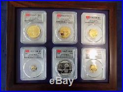 2017 China 3 Oz Pure Gold&silver Panda 6 Coins Set All Pcgs Ms 70 First Strike