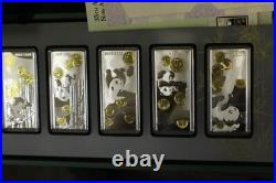 2017 China 7 Piece 50 G Silver Bar 35th Anniversary Panda Commemorative Set NGC