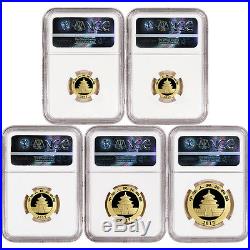 2017 China Gold Panda 5-pc. Year Set NGC MS70 Early Releases