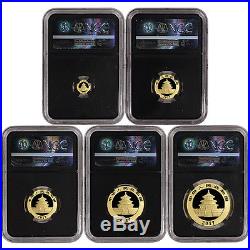 2017 China Gold Panda 5-pc Year Set NGC MS70 Early Releases 35th Label Black