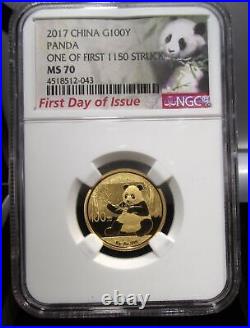 2017 NGC 1st Day of Issue Chinese Gold Panda 3 Coin Set in OGP with COA AQ494