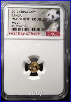 2017 NGC 1st Day of Issue Chinese Gold Panda 3 Coin Set in OGP with COA AQ494