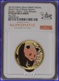 2017-S 39 grams Silver + Tri-Metal Panda 2-Coin Set NGC PF69 Ultra Cameo
