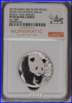 2017-S 39 grams Silver + Tri-Metal Panda 2-Coin Set NGC PF69 Ultra Cameo