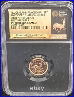 2017 South Africa 3-Coin Gold Krugerrand 50th Anniv. Set PF-70 NGC (COA)