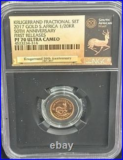 2017 South Africa 3-Coin Gold Krugerrand 50th Anniv. Set PF-70 NGC (COA)