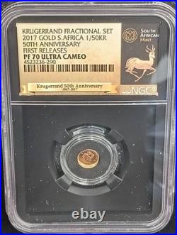 2017 South Africa 3-Coin Gold Krugerrand 50th Anniv. Set PF-70 NGC (COA)