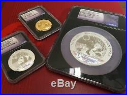 2017Z China Panda Moon Festival Medals Gold/Silver 3 Coins Set All WithNGC PF70