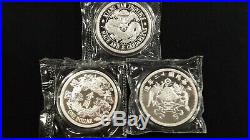 2018 & 2019 China Dollar Restrike 3 Silver Coin Set Mint Sealed