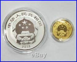 2018 Auspicious Culture Longevity Cat and butterfly silver gold coin 2-pc set