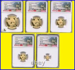 2018 CHINA GOLD PANDA PRESTIGE 6 COIN SET NGC MS 70 FIRST DAY ISSUE Wall label