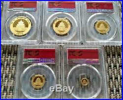 2018 China 5-Coin Gold Panda Set (First Strike) MS-70 PCGS
