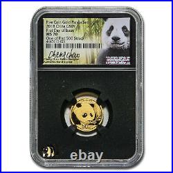2018 China 5-Coin Gold Panda Set MS-70 NGC (FDoI) SKU#215321