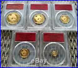 2018 China 5-Coin Gold Panda Set MS-70 PCGS