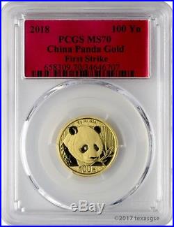 2018 China Gold Panda 5 Pc. Set 10, 50, 100, 200, 500 Yuan PCGS MS70 FS