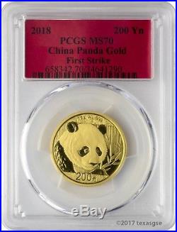 2018 China Gold Panda 5 Pc. Set 10, 50, 100, 200, 500 Yuan PCGS MS70 FS