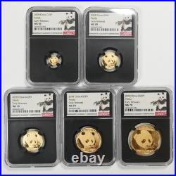 2018 China Panda 5-Coin Gold Set 57 grams NGC MS70 ER Early Releases