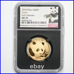 2018 China Panda 5-Coin Gold Set 57 grams NGC MS70 ER Early Releases