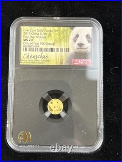 2018 China Panda 5-Coin Gold Set 57 grams NGC MS70 ER, Signed Black Core