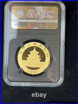 2018 China Panda 5-Coin Gold Set 57 grams NGC MS70 ER, Signed Black Core