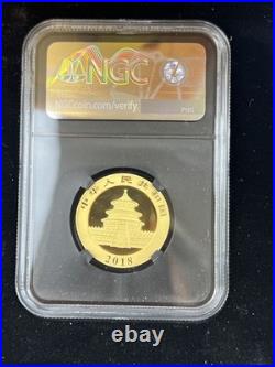 2018 China Panda 5-Coin Gold Set 57 grams NGC MS70 ER, Signed Black Core