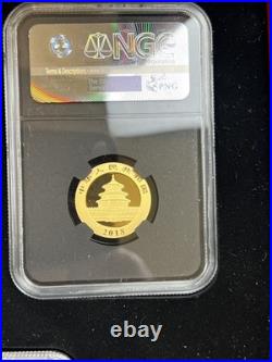 2018 China Panda 5-Coin Gold Set 57 grams NGC MS70 ER, Signed Black Core