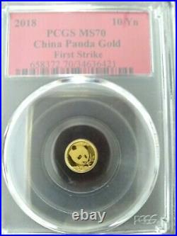 2018 Panda Gold Set Pcgs Ms 70 5 Coins 1.8326 Oz Au