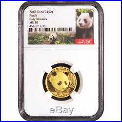 2018 Yuan Gold Chinese Panda. 999 5pc. Set NGC MS70 Panda ER Label