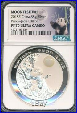 2018-Z China Moon Festival 4-Coin Gold & Silver Panda Set NGC 70's withBox + COA's
