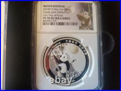 2018-Z China Moon Festival Set NGC PF70 & MS70 1 oz Silver Panda with Jade