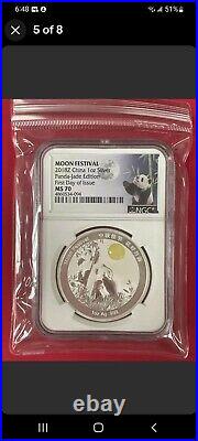 2018 Z Moon Festival Panda Jade Three Coin Setngc Pf70 Ms 70first Day Issue