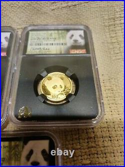 2018 five coin gold panda set gem unc 1st day issue