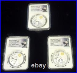 2018-z China Silver (3) Coin Panda Moon Festival Set Ngc Pr70 Ms70 (jr 20)