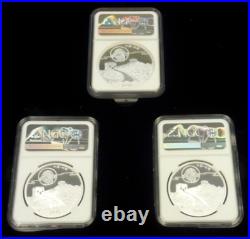 2018-z China Silver (3) Coin Panda Moon Festival Set Ngc Pr70 Ms70 (jr 20)
