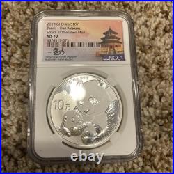 2019 CHINA 3 pc SET 30g. 999 FINE SILVER PROOF PANDA COINS. (3) DIFFERENT MINTS