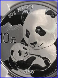 2019 CHINA 3 pc SET 30g. 999 FINE SILVER PROOF PANDA COINS. (3) DIFFERENT MINTS
