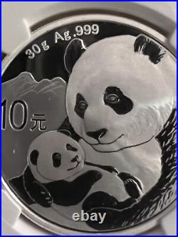 2019 CHINA 3 pc SET 30g. 999 FINE SILVER PROOF PANDA COINS. (3) DIFFERENT MINTS