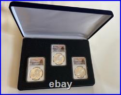 2019 CHINA 3 pc SET. 999 FINE SILVER PROOF PANDA COINS. 3 DIFFERENT MINTS