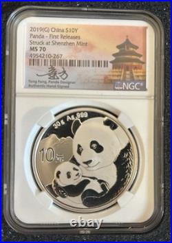 2019 CHINA 3 pc SET. 999 FINE SILVER PROOF PANDA COINS. 3 DIFFERENT MINTS